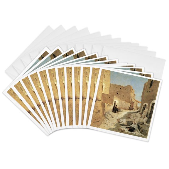 3drose, a Street in El-aghouat by Eugene Fromentin, 12 Greeting Cards with Envelopes