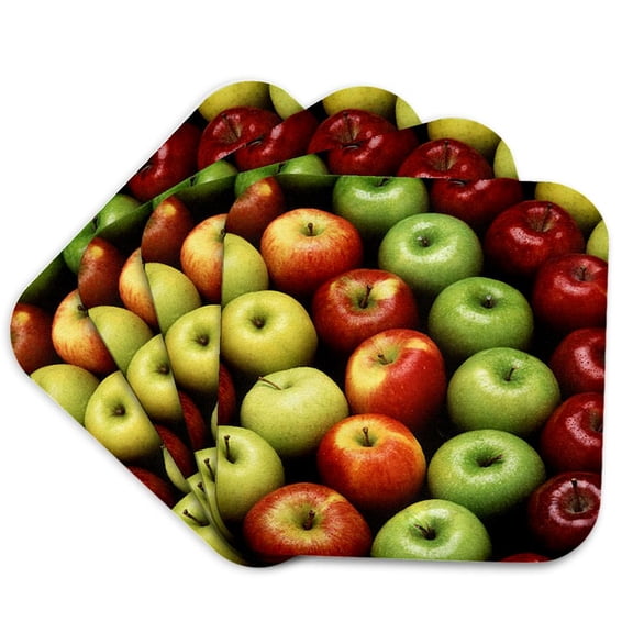 3drose, an Apple a Day - Apple, Apples, Red Apples, Green Apples, Juicy Apples, Food, Fruit, Set of 4 Coasters - Soft
