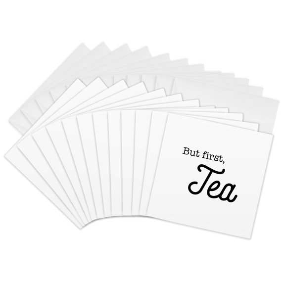 3drose, but First Tea, 12 Greeting Cards with Envelopes