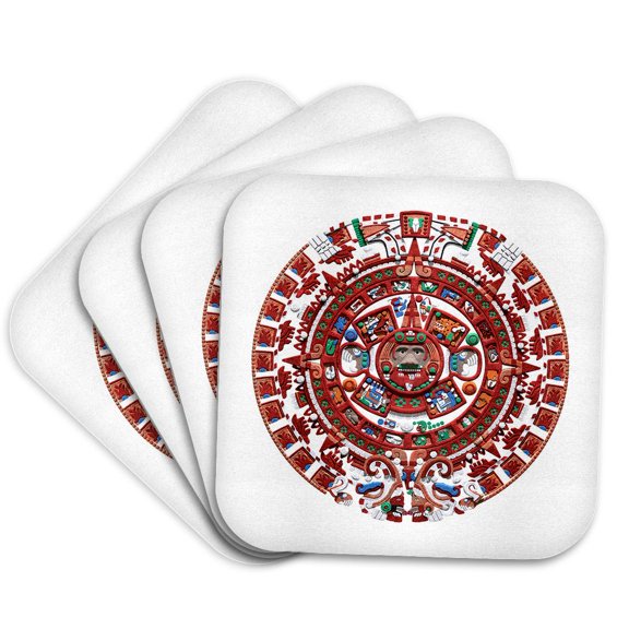 3drose, the Ancient Sun Mayan Calendar from Pre-columbian Mexico., Set of 4 Coasters - Soft