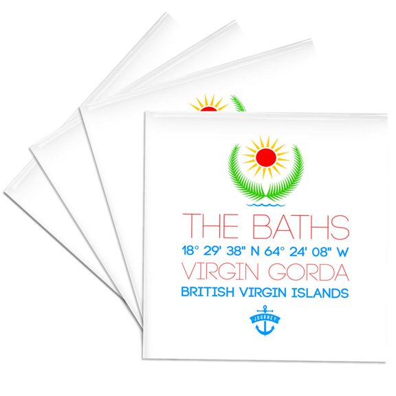 3drose, the Baths, Virgin Gorda, British Virgin Islands, Chic Travel Gift, Set of 4 Ceramic Tile Coasters