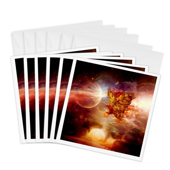 3drose, the Fire Eagle in the Universe, 6 Greeting Cards with Envelopes