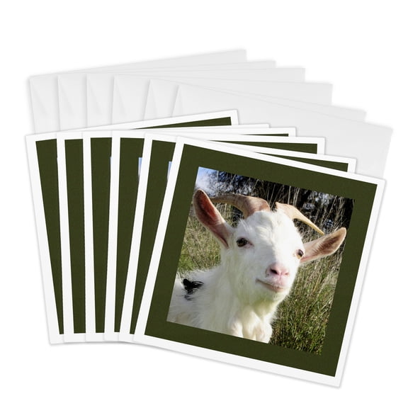 3drose, the Lonely Goat - Animal, Farmyard, Goat, Goats, Herd, Cute, Billy Goat, 6 Greeting Cards with Envelopes
