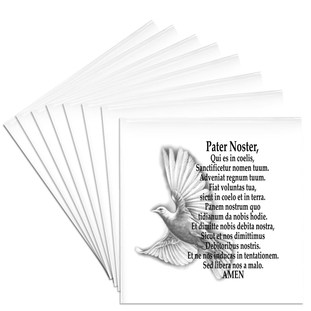 3drose, the Lords Prayer in Latin with Flying Dove, Set of 8 Ceramic ...
