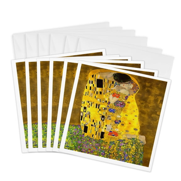 3drose, the Lovers Kiss Fine Art Acrylic Painting, 6 Greeting Cards with Envelopes