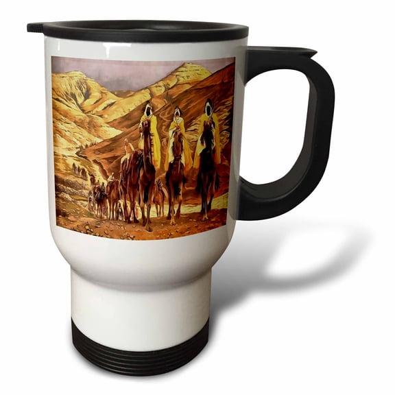3drose, the Magi Homage to Tissot and Painting of Three Kings on Camels, 14oz Stainless Steel Travel Mug