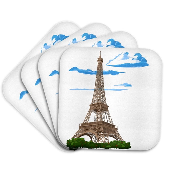 3drose, the Majestic Eiffel Tower, the Symbol of Paris, France., Set of 4 Coasters - Soft
