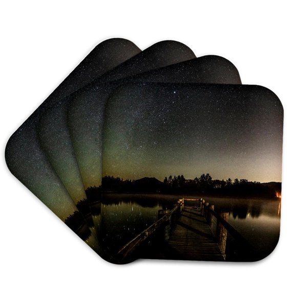 3drose, the Milky Way Galaxy over Lake Cuyamaca, Set of 4 Coasters - Cork