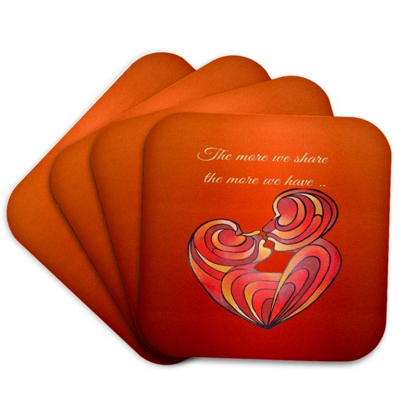 3drose, the More We Share the More We Have Couple Goals Message, Set of 4 Coasters - Soft