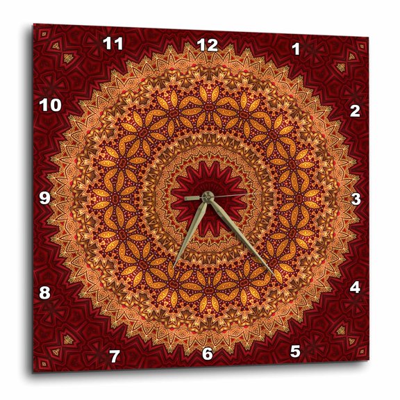 3drose, the Rich Drapery Big Circle Mandala, 15x15 Wall Clock