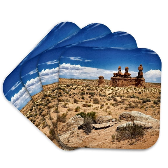 3drose, the Three Sisters Hoodoo Formation in Goblin Valley State Park, Utah, Set of 4 Coasters - Soft