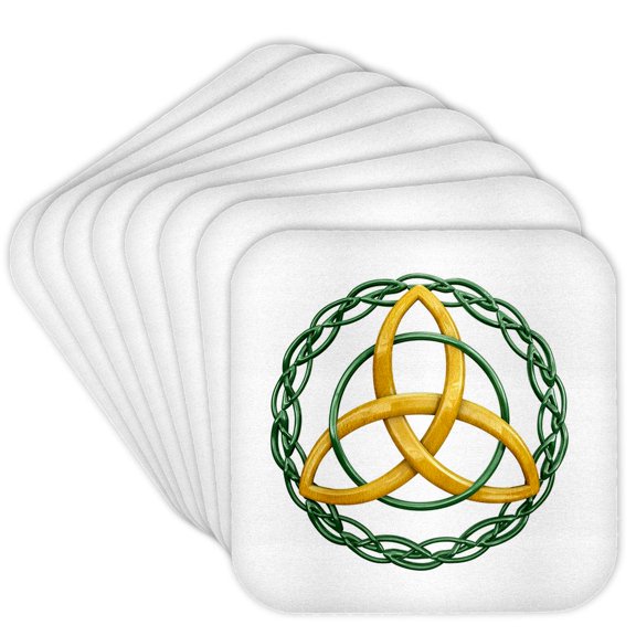 3drose, the Triquetra, or Trinity Knot, Is a Celtic Symbol for Holy Trinity., Set of 8 Coasters - Soft