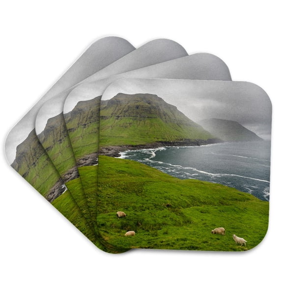 3drose, the West Coast at Nordradalur. Denmark, Faroe Islands, Set of 4 Coasters - Soft