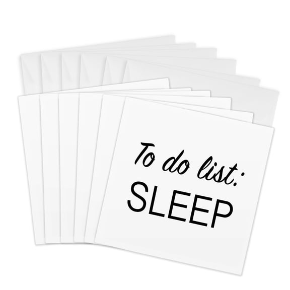 3drose, to Do List, Sleep, 6 Greeting Cards with Envelopes