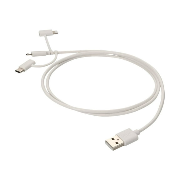 3ft [1m] USB-A 2.0 to , USB-C 3.1, Micro-USB 2.0 [B] Male to Male White Cable (usb2lgtcm1mw)