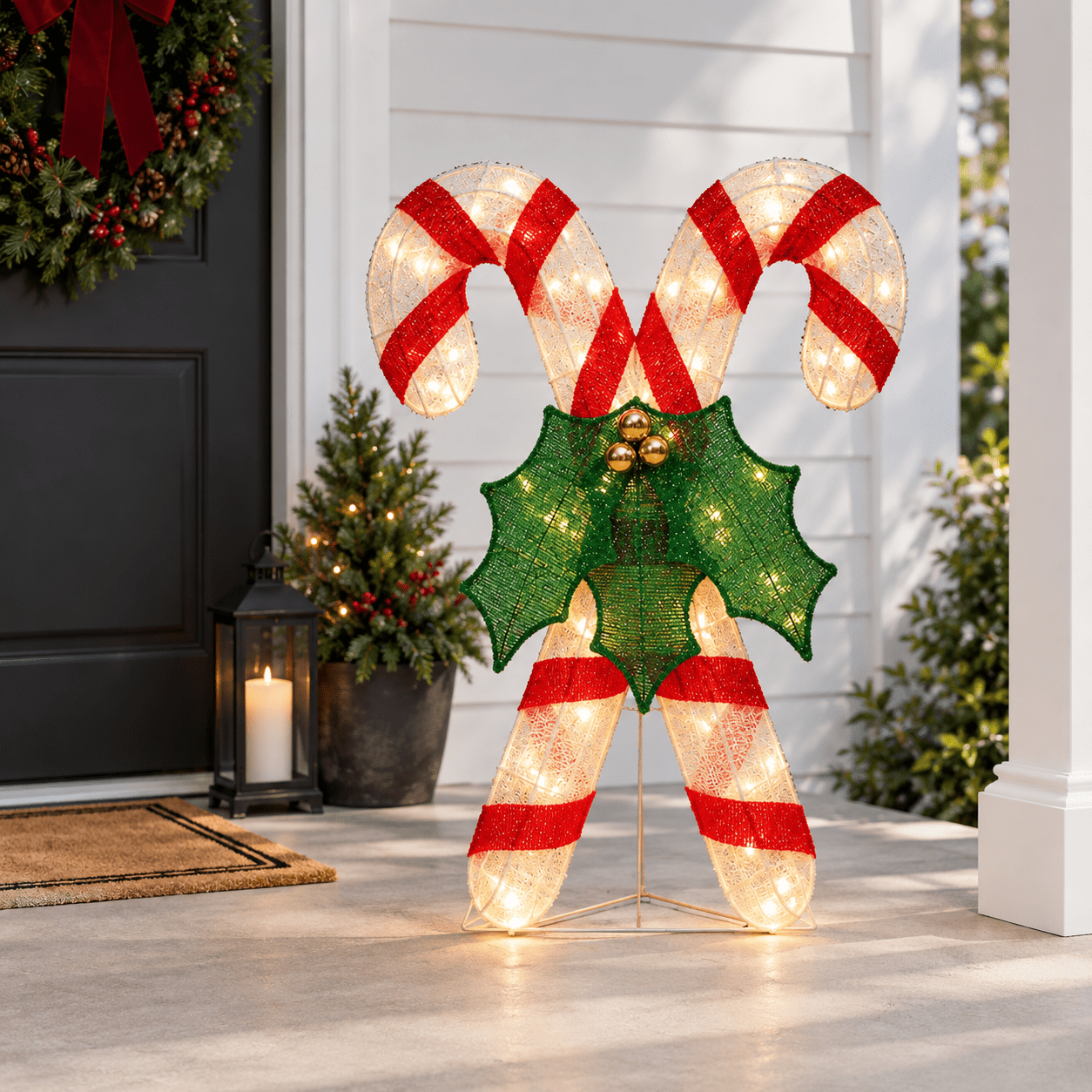 3ft*2.5ft Lighted Candy Cane Holiday Indoor Outdoor Decor Display ...