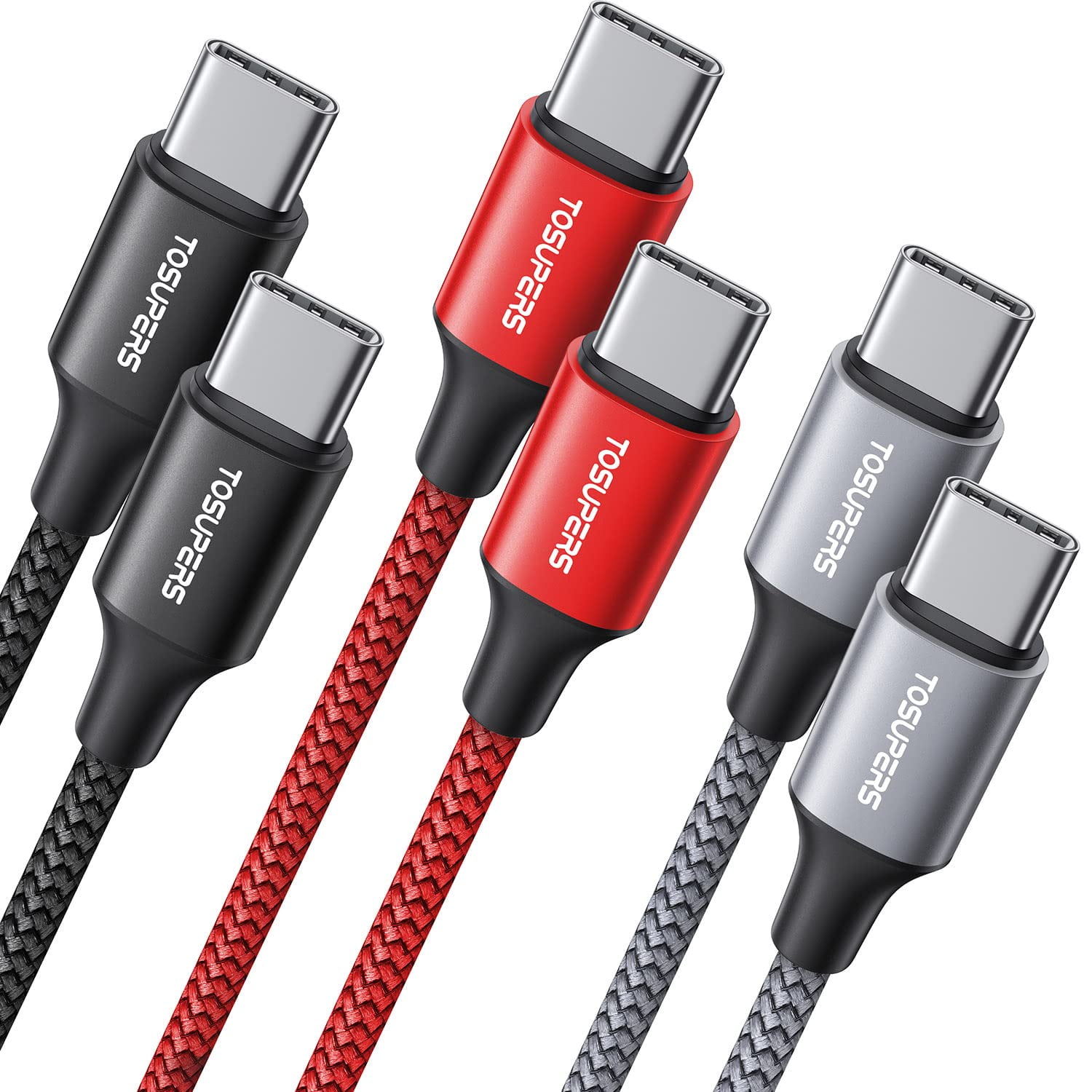 3ft, 3 Pack USB C to USB C Cable Fast Charging 60W, PD Type C Charger