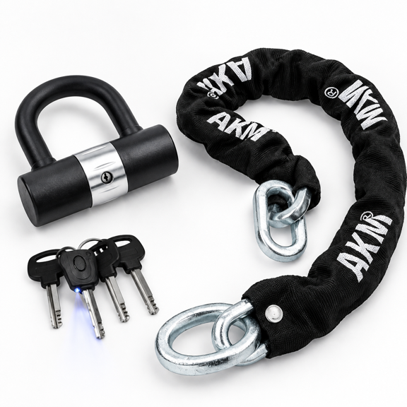 3ft/90cm x 10mm Diameter Chain with Lock Heavy Duty Anti- Security for Bicycles and More