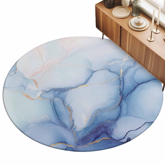 3ft Area Rug,Abstract Ocean Marble Texture Washable Large Rugs Soft Non-Slip Floor Rug Simple Golden Line Art Non-Shedding Indoor Carpets for Living Room Bedroom Home Office Nursery