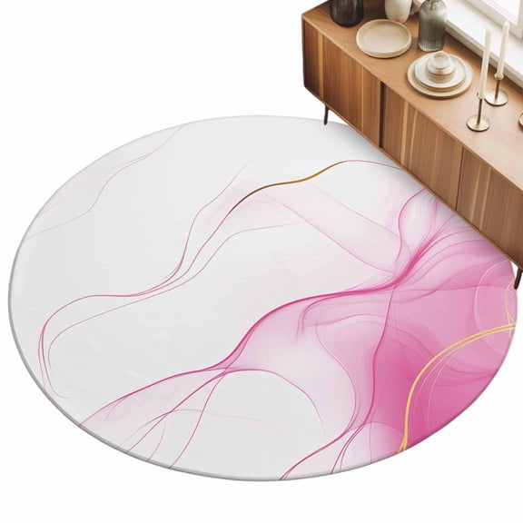 3ft Area Rug,Abstract Pink Marble Water Ripple on White Washable Large Rugs Soft Non-Slip Floor Rug Modern Art Non-Shedding Indoor Carpets for Living Room Bedroom Home Office Nursery
