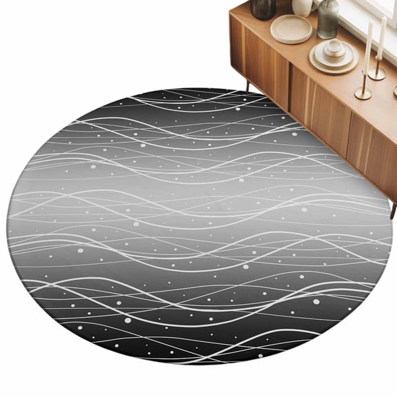 3ft Area Rug,Black Gray Waves Gradient Washable Large Rugs Soft Non-Slip Floor Rug Abstract Wave Points Non-Shedding Indoor Carpets for Living Room Bedroom Home Office Nursery