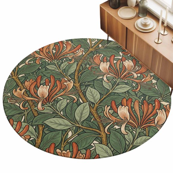 3ft Area Rug,Botanical Honeysuckle Dense Leaves Washable Large Rugs Soft Non-Slip Floor Rug Green Leaves Non-Shedding Indoor Carpets for Living Room Bedroom Home Office Nursery