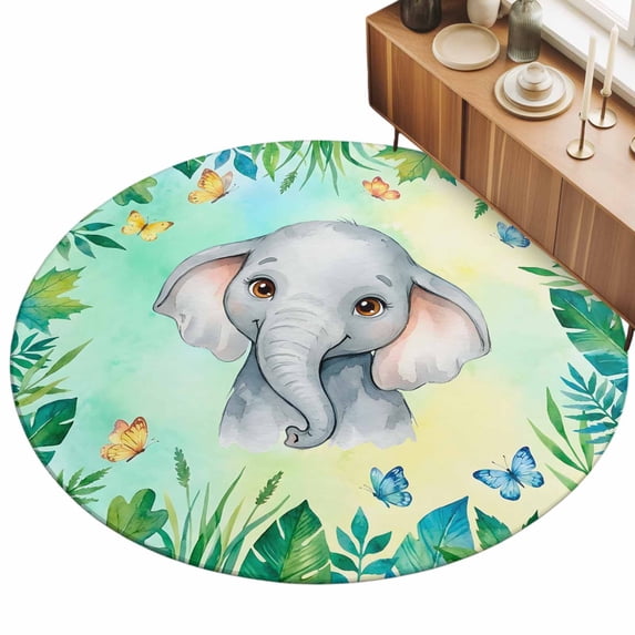 3ft Area Rug,Cartoon Animal Elephants Washable Large Rugs Soft Non-Slip ...