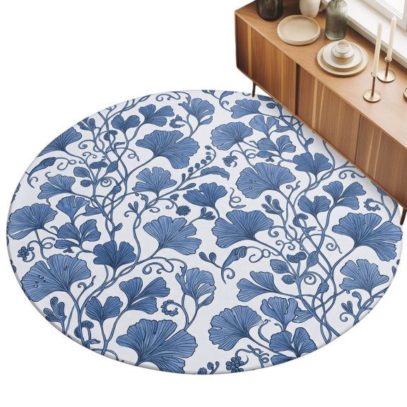3ft Area Rug,Country Blue Ginkgo Leaf Washable Large Rugs Soft Non-Slip Floor Rug Watercolor Farmhouse Leaves Non-Shedding Indoor Carpets for Living Room Bedroom Home Office Nursery