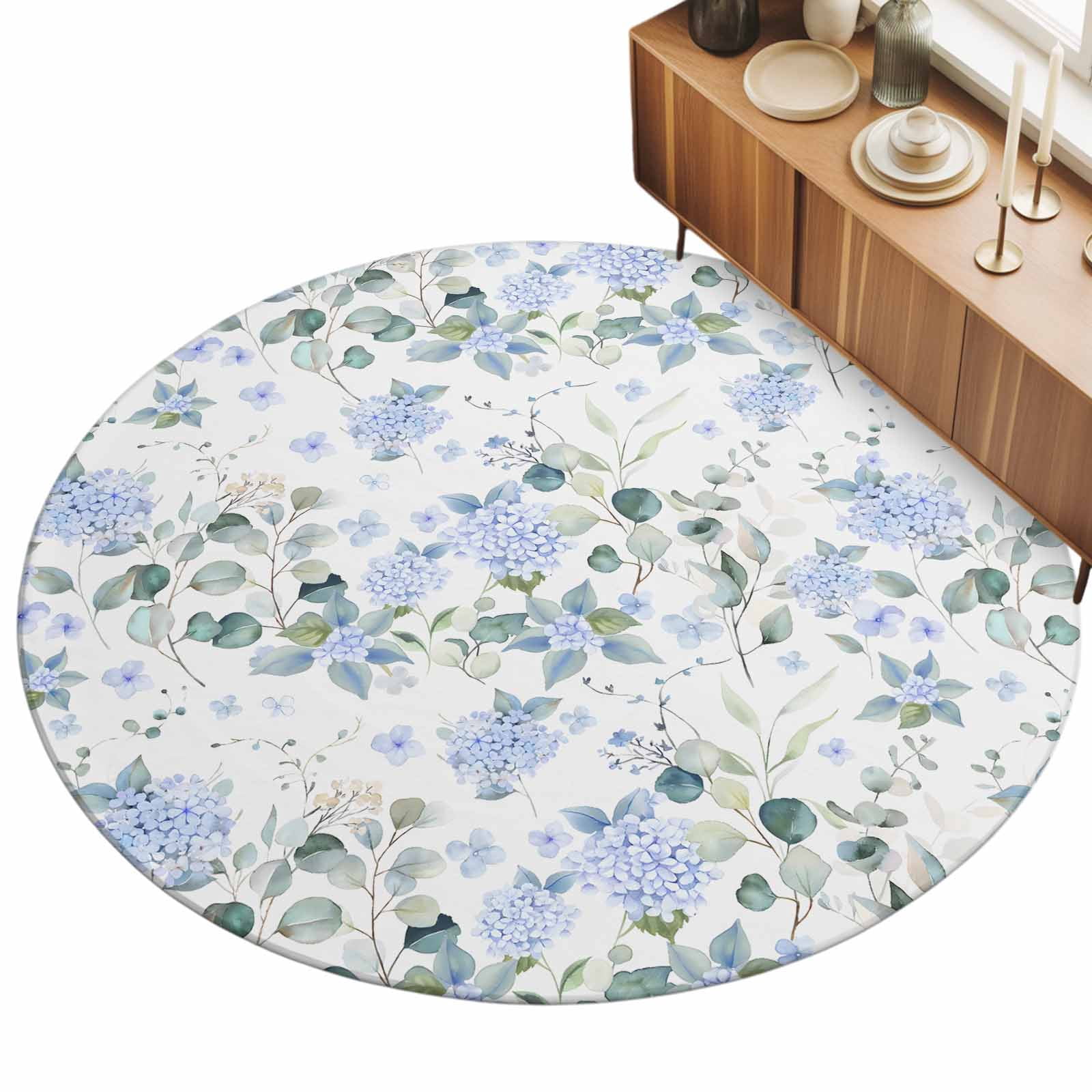 3ft Area Rug,Farm Hydrangea Flower Blue Washable Large Rugs Soft Non ...