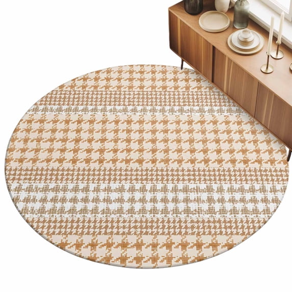 3ft Area Rug,Farm Lattice Houndstooth Pattern Washable Large Rugs Soft Non-Slip Floor Rug Rustic Beige Khaki Plaid Non-Shedding Indoor Carpets for Living Room Bedroom Home Office Nursery
