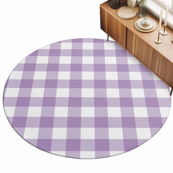 3ft Area Rug,Farmhouse Buffalo Tartan Plaid Washable Large Rugs Soft Non-Slip Floor Rug Purple and White Non-Shedding Indoor Carpets for Living Room Bedroom Home Office Nursery