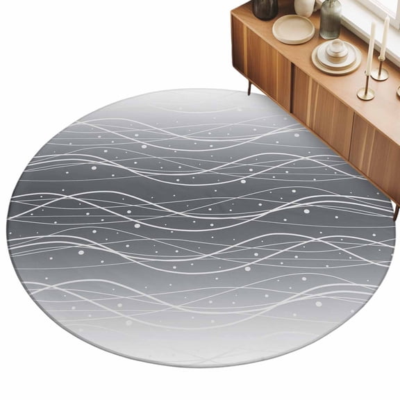 3ft Area Rug,Gradient Black White Waves Washable Large Rugs Soft Non-Slip Floor Rug Abstract Wave Points Non-Shedding Indoor Carpets for Living Room Bedroom Home Office Nursery
