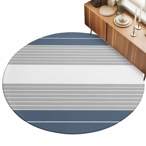 3ft Area Rug,Haze Blue Gray Stripe Line Washable Large Rugs Soft Non-Slip Floor Rug Non-Shedding Indoor Carpets for Living Room Bedroom Home Office Nursery