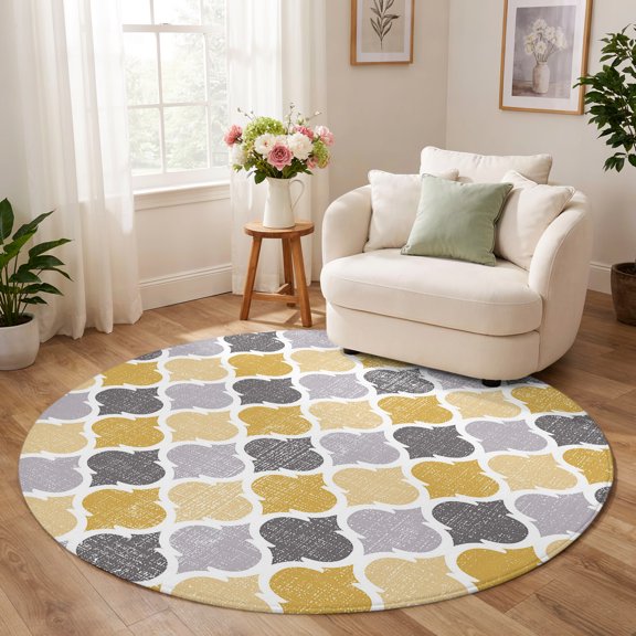 3ft Area Rug for Living Room,Yellow Grey Retro Moroccan Pattern Washable Rugs Soft Floor Rugs with Non-Slip Backing,Abstract Geometric Art Indoor Carpet for Bedroom Entryway Study