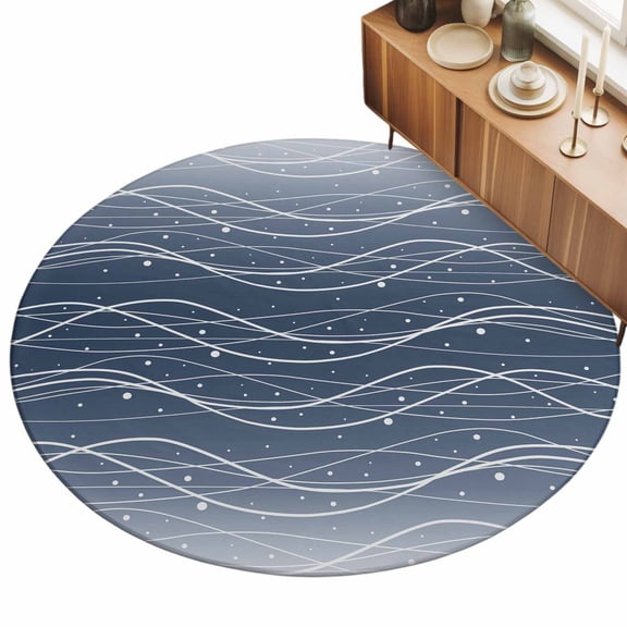 3ft Area Rug,Ocean Gradient Navy Blue Waves Washable Large Rugs Soft Non-Slip Floor Rug Abstract Wave Points Non-Shedding Indoor Carpets for Living Room Bedroom Home Office Nursery