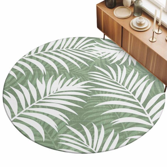 3ft Area Rug,Palm Leaf Sage Green Washable Large Rugs Soft Non-Slip Floor Rug Summer Forest Leaves Seamless Non-Shedding Indoor Carpets for Living Room Bedroom Home Office Nursery