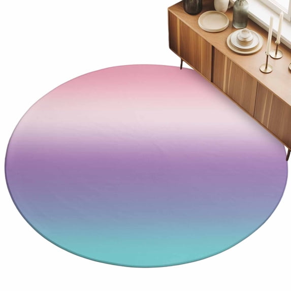 3ft Area Rug,Pink Blue Purple Gradient Washable Large Rugs Soft Non-Slip Floor Rug Simple Watercolor Non-Shedding Indoor Carpets for Living Room Bedroom Home Office Nursery
