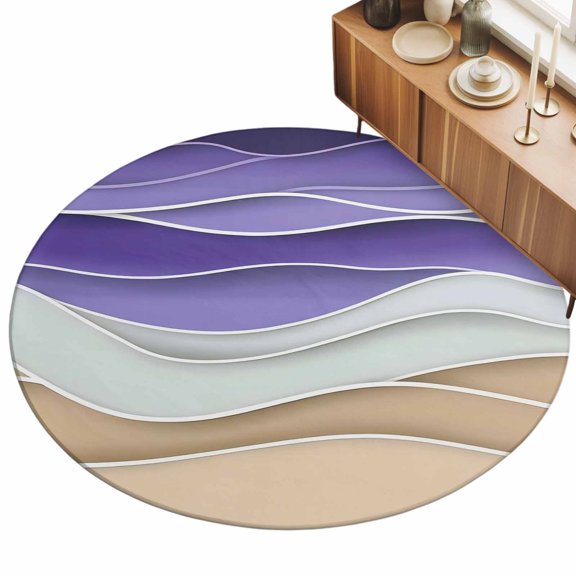 3ft Area Rug,Purple Brown Gradient Washable Large Rugs Soft Non-Slip Floor Rug Abstract Geometric Striped Non-Shedding Indoor Carpets for Living Room Bedroom Home Office Nursery