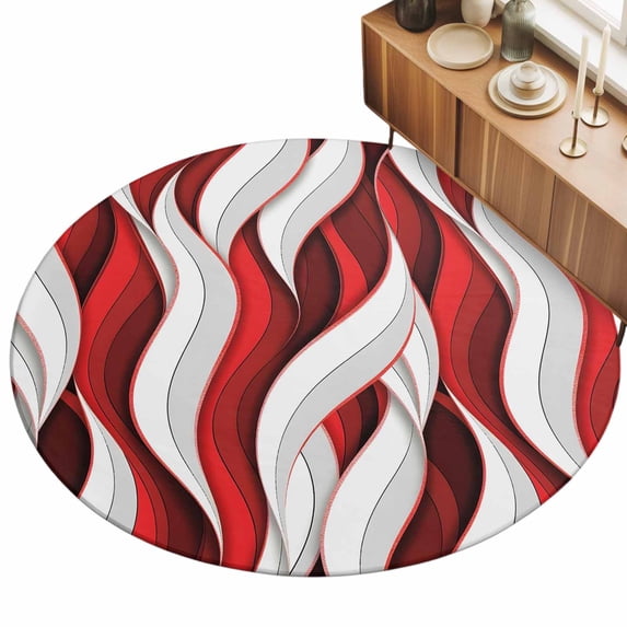 3ft Area Rug,Red White Abstract Geometric Washable Large Rugs Soft Non ...
