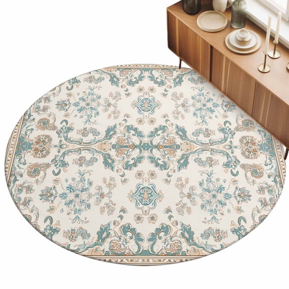 3ft Area Rug,Retro Bohemia Tribal Flower Border Washable Large Rugs Soft Non-Slip Floor Rug Western Farmhouse Non-Shedding Indoor Carpets for Living Room Bedroom Home Office Nursery