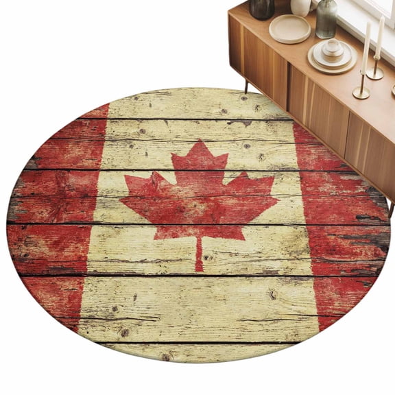 3ft Area Rug,Vintage Wooden Stripes Maple Leaf Washable Large Rugs Soft Non-Slip Floor Rug Country Red Brown Plank Non-Shedding Indoor Carpets for Living Room Bedroom Home Office Nursery
