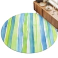 3ft Area Rug,Watercolor Green Blue Stripe Washable Large Rugs Soft Non ...