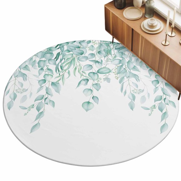 3ft Area Rug,Watercolor Green Eucalyptus Leaf Washable Large Rugs Soft Non-Slip Floor Rug Summer Farmhouse Leaves Non-Shedding Indoor Carpets for Living Room Bedroom Home Office Nursery