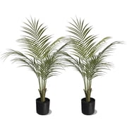 3ft Artificial Areca Palm Tree2 Pack, Pre-Potted Fake Palm Plant for Home Decor,Fake Tropical Plant for Indoor/Outdoor Home Decor, Lifelike Faux Greenery with No Upkeep.