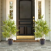 3ft Artificial Bamboo Tree with Realstic Silk Leaves and Trunk , Faux Green Plant in Black Pot, Fake Modern Green Tree for Home Living Room Decor
