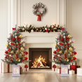thumbnail image 1 of 3ft Artificial Christmas Tree, Pre-Lit Snow Flocked Xmas Tree, Mini Christmas Tree, Holiday Xmas Trees with Light Box, 78 LED Lights, Red Berries, Pine Cones for Party Decor, 1 of 8
