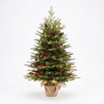 thumbnail image 1 of 3ft Artificial Small Christmas Tree with 70 Warm White Lights, Mini Tabletop Christmas Tree, Battery Operated 100 PE & PVC Mixed Thick Branches Pinecones Red Berries Burlap Base Xmas Desk, Home Decor, 1 of 10