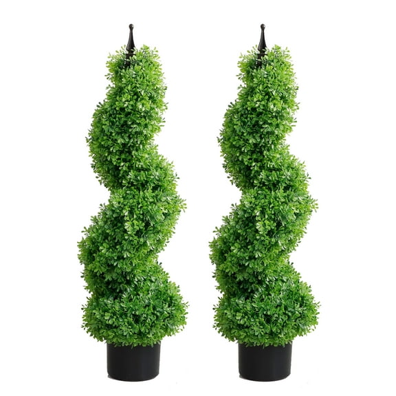 3ft Artificial Spiral Topiary,Faux Topiary Trees,Artificial Boxwood Plants,Topiary Trees Artificial Outdoor 2 Pack,Fake Plant Green Decor for Outdoor and Indoor,Topiaries for Front Porch Set of Two