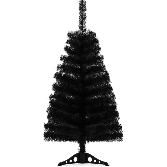 3ft Black Artificial Christmas Tree,Tabletop Christmas Pine Tree with PVC Stand Base for Christmas Halloween Home Office Holiday Decoration