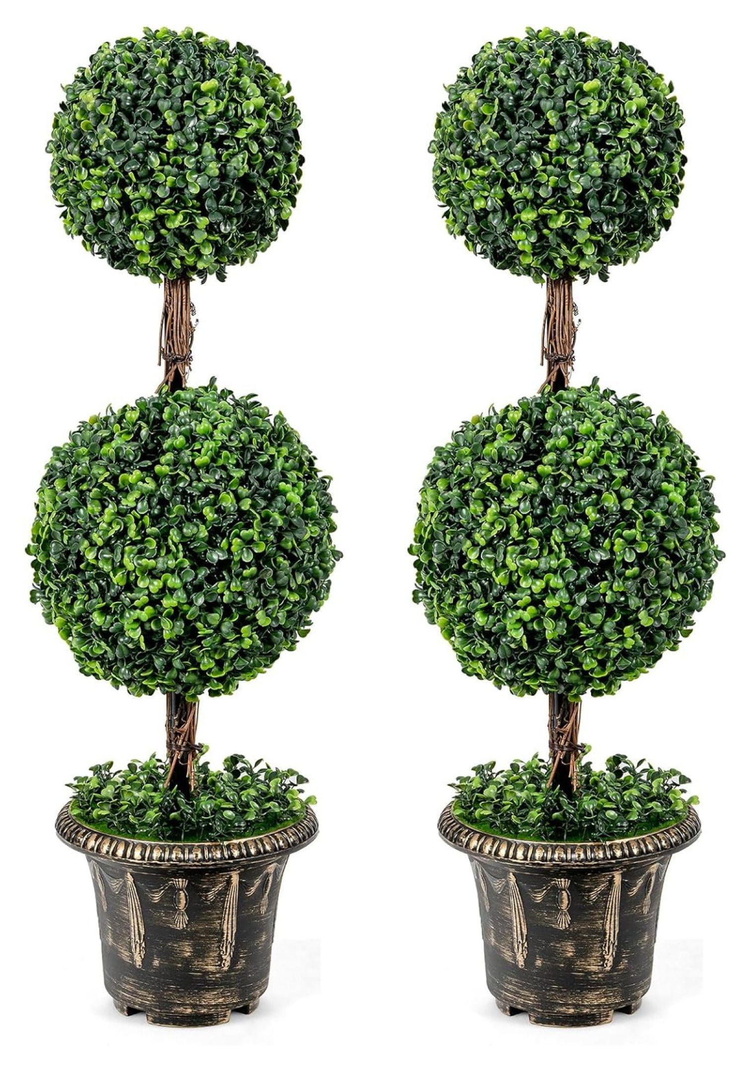 3ft Boxwood Topiary Tree Artificial Outdoor & Indoor, Weatherproof Faux ...